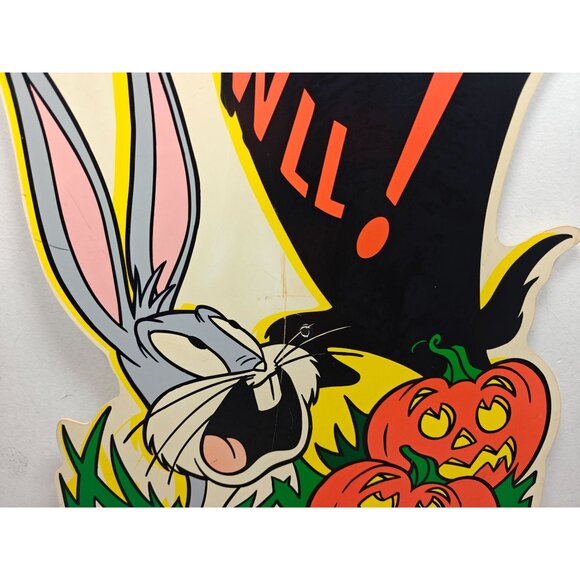 Vintage 1997 Warner Bros Bugs Bunny Gossamer Monster Halloween Yard Sign Plastic - Picture 5 of 10